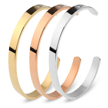 Personalized Simple Design Rose Gold 18k Gold Plated  Engraved Custom Cuff Bangle Bracelet